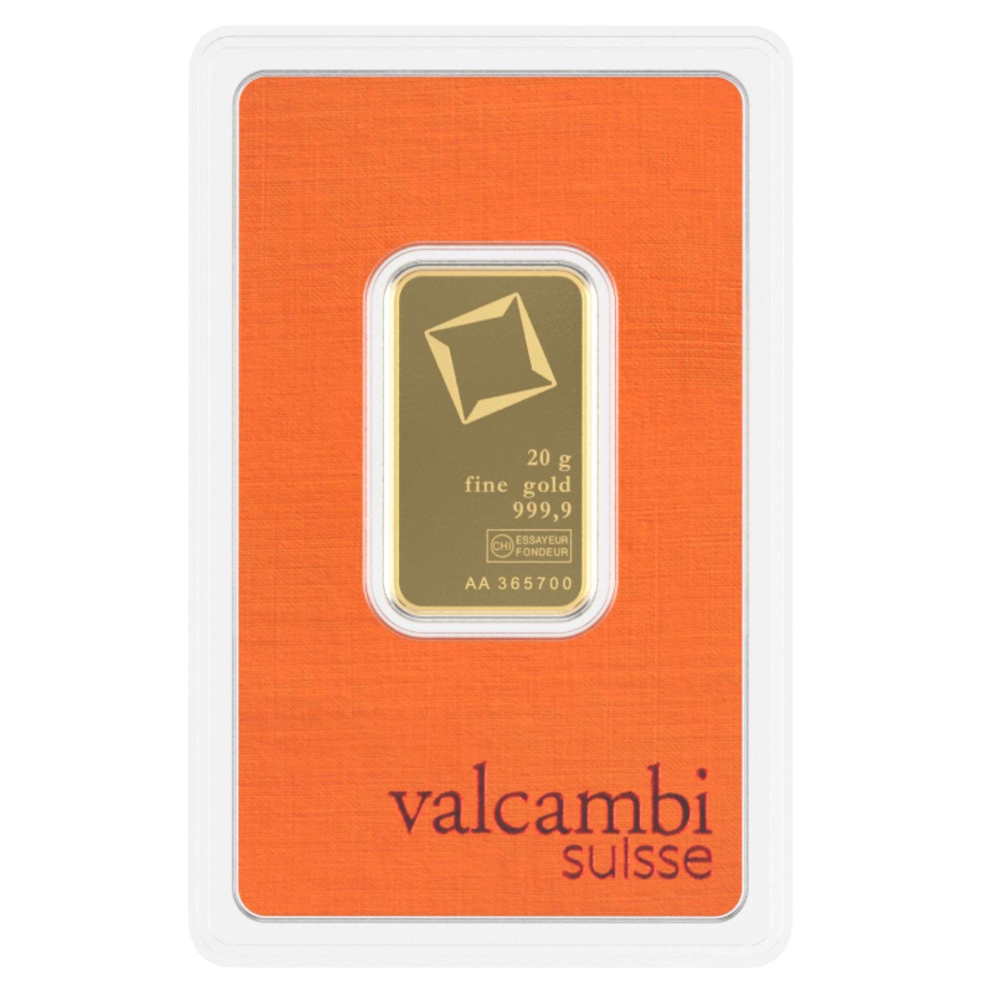 20g Gold Valcambi Suisse Minted Tablet